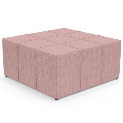 Puff Decorativo Para Sala De Estar Quadrado Milano 90x90cm W01 Linho Rosa - Lyam Decor