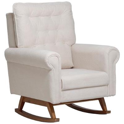 Poltrona De Amamentação Com Balanço Base Nina Encanto D02 Bouclê Off White C-200 - Lyam Decor