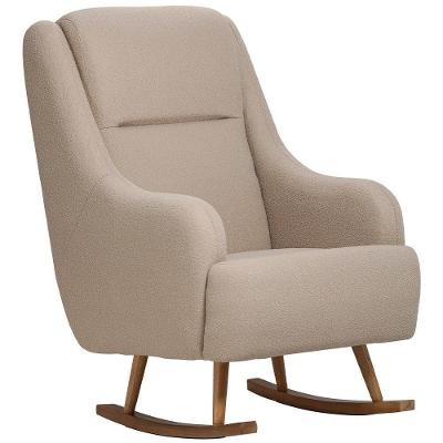 Poltrona De Amamentação Com Balanço Base Milka Fábula D02 Bouclê Marrom Claro B-122 - Lyam Decor