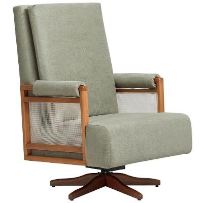 Poltrona De Amamentação Com Balanço Giratória Líria D02 Bouclê Verde Oliva C-199 - Lyam Decor