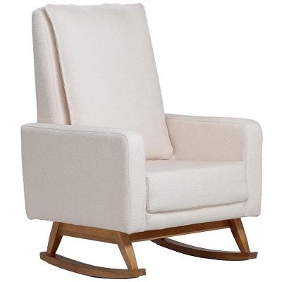 Poltrona De Amamentação Com Balanço Base Nina Noah D02 Bouclê Off White B-114 - Lyam Decor