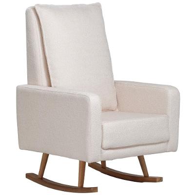 Poltrona De Amamentação Com Balanço Base Milka Noah D02 Bouclê Off White B-114 - Lyam Decor