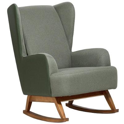 Poltrona De Amamentação Balanço Base Nina Liz D02 Couríssimo Tramado Verde C-296 C-120 - Lyam Decor