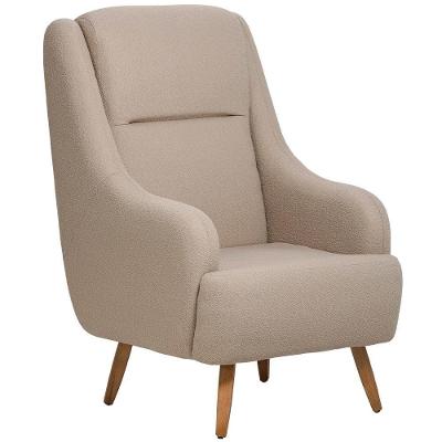 Poltrona De Amamentação Fixa Pés Manu Fábula D02 Bouclê Marrom Claro B-122 - Lyam Decor