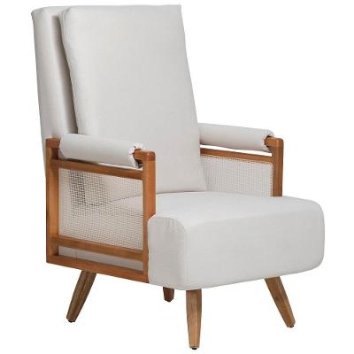 Poltrona De Amamentação Fixa Pés Manu Líria D02 Linho Off White B-410 - Lyam Decor