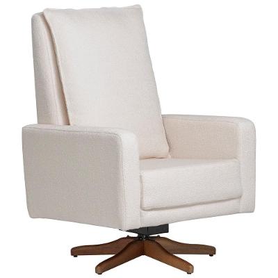 Poltrona De Amamentação Com Balanço Giratória Noah D02 Bouclê Off White B-114 - Lyam Decor
