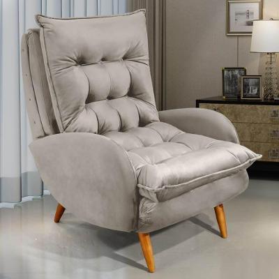 Poltrona Madeira Maciça Veludo Olm Vicenza - Pérola