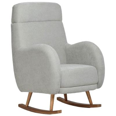 Poltrona De Amamentação Com Balanço Base Milka Ternura D02 Linho Verde Claro C-47 - Lyam Decor