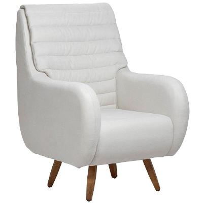 Poltrona De Amamentação Fixa Pés Manu Sky D02 Linho Branco C-419 - Lyam Decor