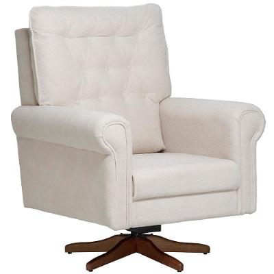 Poltrona De Amamentação Com Balanço Giratória Encanto D02 Bouclê Off White C-200 - Lyam Decor