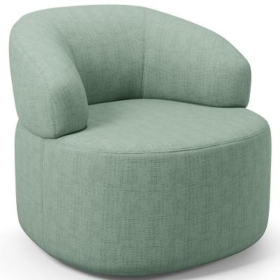 Poltrona Giratória Orgânica Para Sala De Estar Living Helena L02 Linho Verde Menta - Lyam Decor