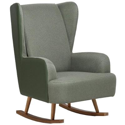 Poltrona De Amamentação Balanço Base Milka Liz D02 Couríssimo Tramado Verde C-296 C-120 - Lyam Decor