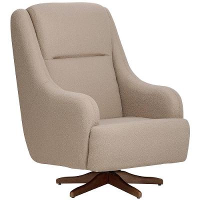 Poltrona De Amamentação Com Balanço Giratória Fábula D02 Bouclê Marrom Claro B-122 - Lyam Decor