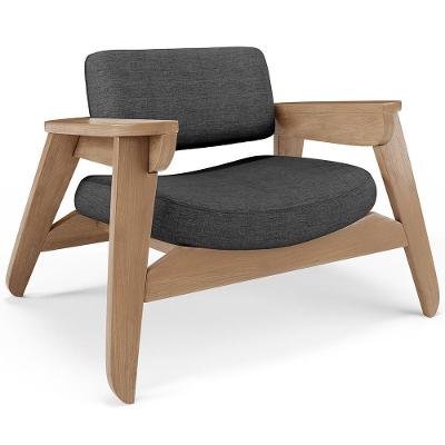 Poltrona Decorativa Para Sala Living Concept L02 Nature Linho Cinza Escuro - Lyam Decor