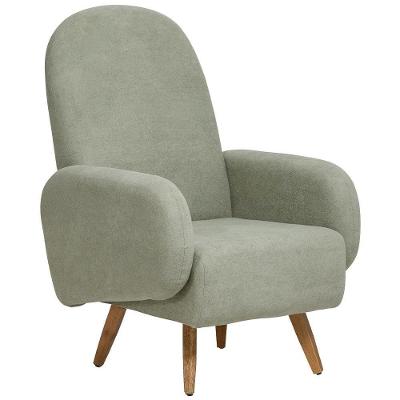 Poltrona De Amamentação Fixa Pés Manu Dolce D02 Bouclê Verde Oliva C-199 - Lyam Decor