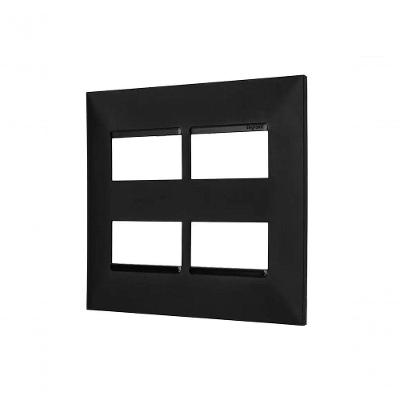 Placa 2+2 Postos Separados 4x4 Preta Pct -1