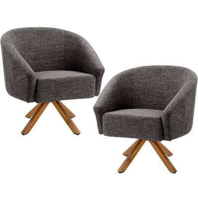 Kit 02 Poltronas Decorativas Sala de Estar Giratória Alicia Rústico Gran Belo