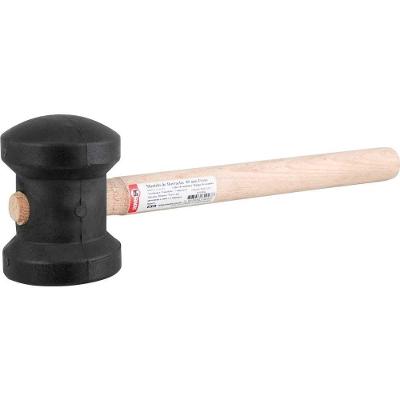 Martelo De Borracha 80 Mm, Cabo Em Madeira, Preto, Nove54 Ostenvonder