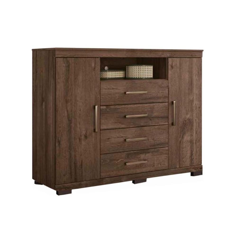 Cômoda Solteiro Master 2 Portas +1 nicho e 4 Gavetas Ébano - Santos Andirá - 1