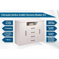 Cômoda Solteiro Master 2 Portas +1 nicho e 4 Gavetas Ébano - Santos Andirá