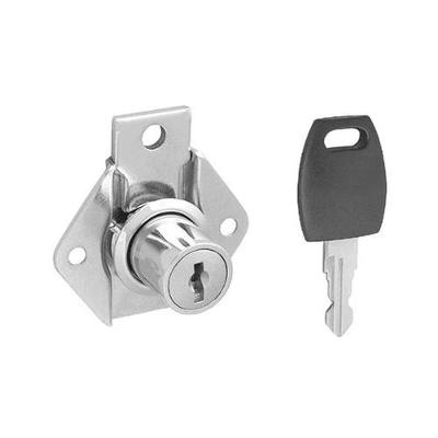 Fechadura Sobrepor Para Gaveta 22mm - Chave Metalica - Acabamento Niquelado