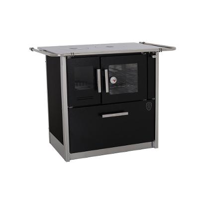 Fogão a Lenha Fornos Pinhal Eclipse Direito Preto Chapa Aluminio N2 com Forno Inox