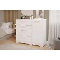 Cômoda Solteiro Malu 1 Porta 4 Gavetas Branco - Panan - 1