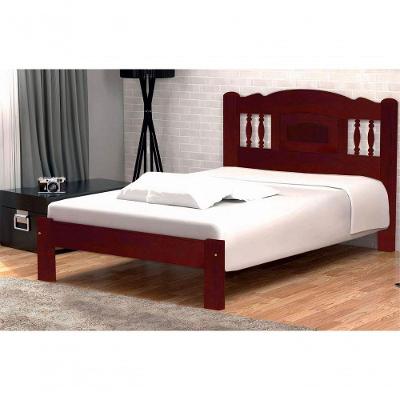 Cama De Casal Bella De Madeira Maciça Angelim Pedra/tauari - Cor Mogno