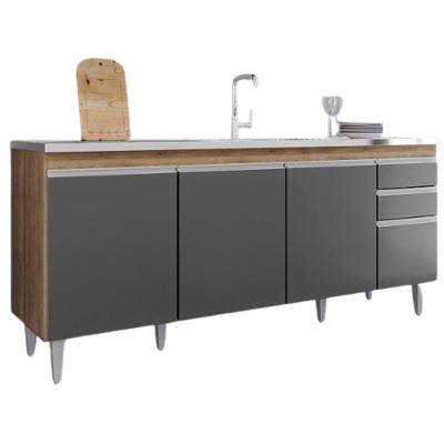 Balcao Para Pia 4 Portas 2 Gavetas 180 Cm Bp Agatha Freijo Grafite