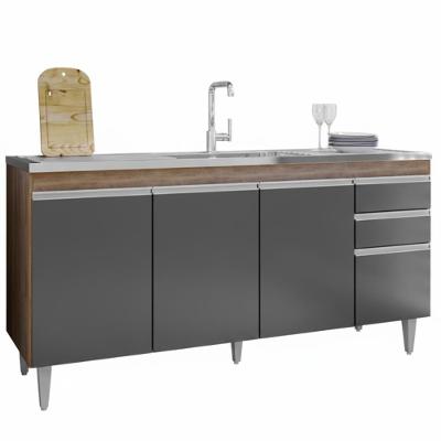 Balcao Para Pia 4 Portas 2 Gavetas Bp 160 Cm Lorena Freijo Grafite