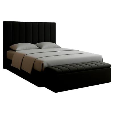 Cabeceira E Recamier Bau Casal 140 Cm Dalia Suede Preto Artte