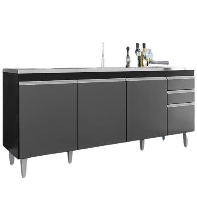 Balcao Para Pia 4 Portas 2 Gavetas 180 Cm Bp Agatha Preto Grafite