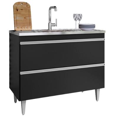 Balcao Para Pia 2 Portas Esmeralda 100 Cm Preto