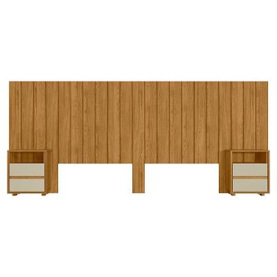 Cabeceira Extensivel Com 2 Mesas Laterais Mdf Frida 315 Cm Cumaru Opala Madetec