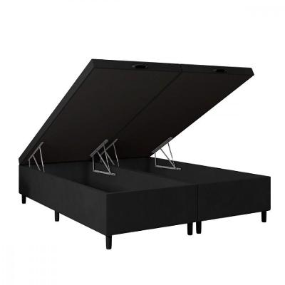 Base Para Cama Box Queen Com Baú 158x198x35 Preto Portobel Preto