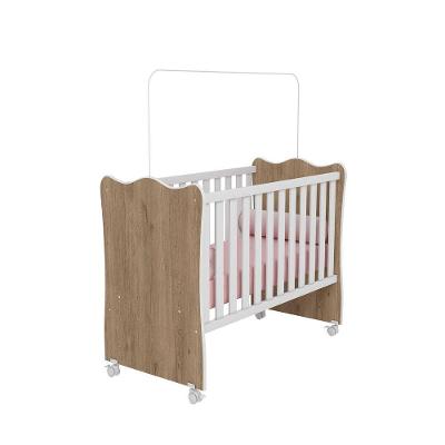 Berço Doce Sonho Reto Com Rodizio Carvalho Com Branco - Qmovi