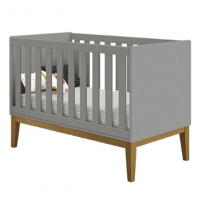 Berço Americano Classic New Cinza Fosco Com Madeira - Reller