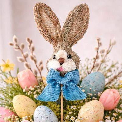 Decoração Pick Palito Cabeça Coelho Laço Enfeite Páscoa 50cm Azul