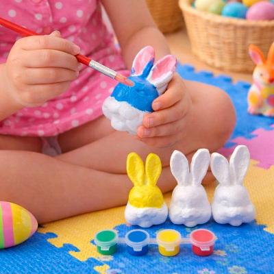 Cabeça Coelho Páscoa Para Colorir Pintar Com Pincel Kit 60pç
