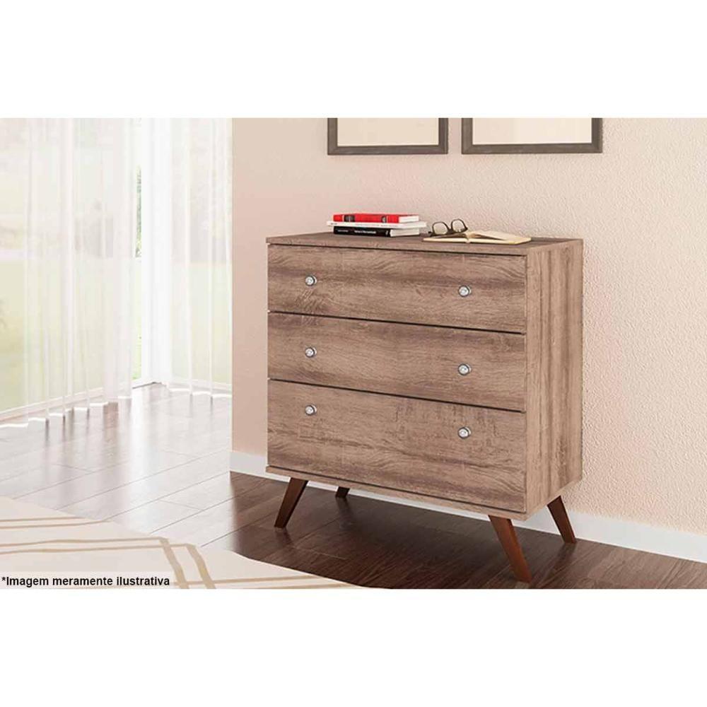 Cômoda Solteiro RT 3018 c/ 3 Gavetas Rustico - Movelbento - 1