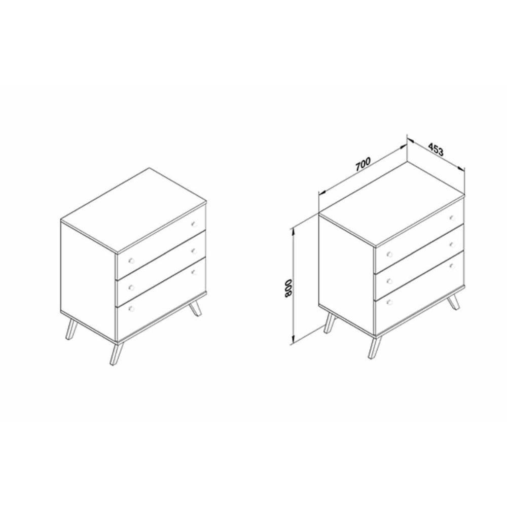 Cômoda Solteiro RT 3018 c/ 3 Gavetas Rustico - Movelbento - 4