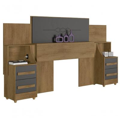 Cabeceira De Casal Extensível Síria Cinamomo Com Grafite - Rv Móveis