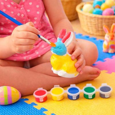 Coelho Páscoa Para Pintar Colorir Com Tinta Pincel Kit 80pçs