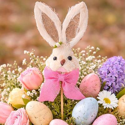 Enfeite Palito Pick Cabeça Coelho Laço Decoração Páscoa 50cm Rosa