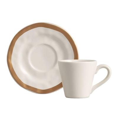 Xícara De Café De Cerâmica Bege Filete Amassada Scalla 80ml