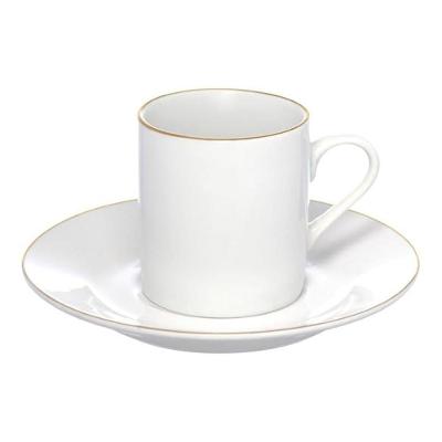 Xícara De Café Porcelana Borda Dourada Com Pires Royal Premium 90ml Haüskraft
