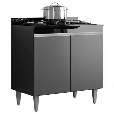 Balcao Com Tampo 2 Portas Ellen 80 Cm Preto Grafite