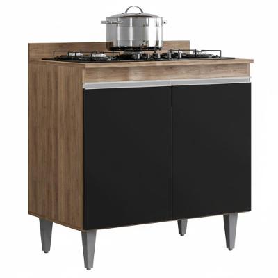 Balcao Com Tampo 2 Portas Ellen 80 Cm Freijo Preto