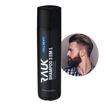 Shampoo Masculino 3×1 Barba Cabelo Bigode Crescimento 240ml Rauk