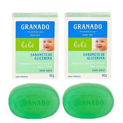 Kit 2 Sabonete Em Barra Para Bebê 90g Glicerina Erva Doce Natural Granado